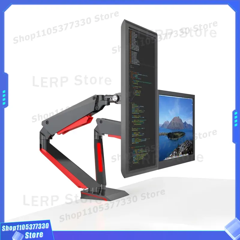 Desk Setup With Monitor Arm - حامل شاشة مزدوج من الألومنيوم مقاس