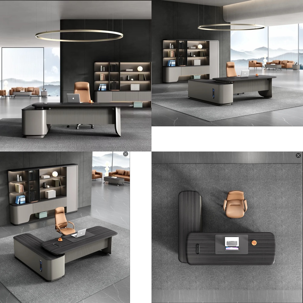 Work Desk Home Setup - مكتب تنفيذي فاخر على شكل حرف
