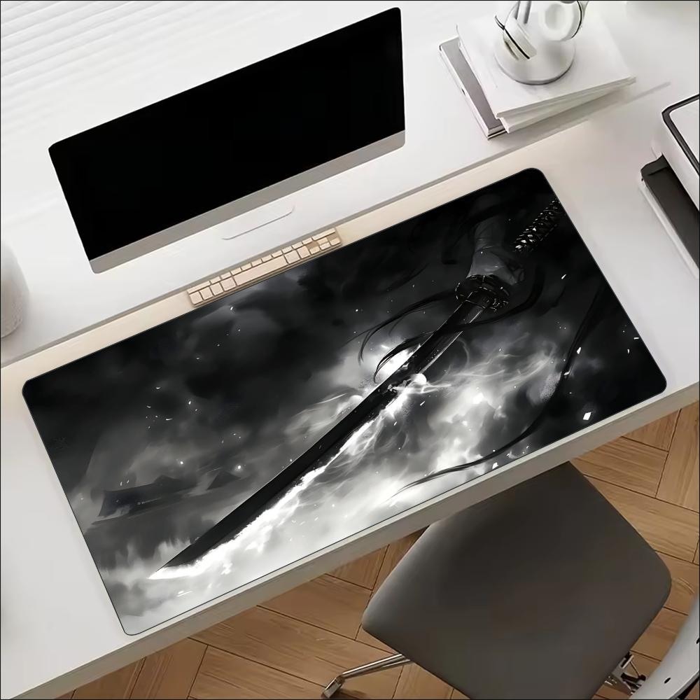 Work Desk Home Setup - بساط مكتب بطبعة سيف الساموراي الياباني،