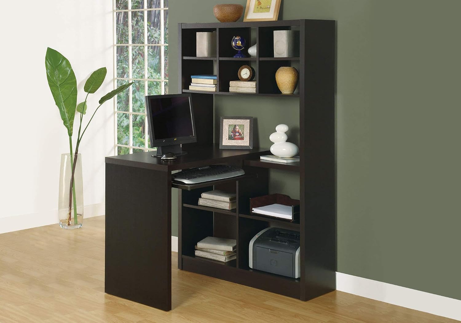 Desk Setup Or Set Up - مكتب زاوية مع أرفف تخزين قابلة