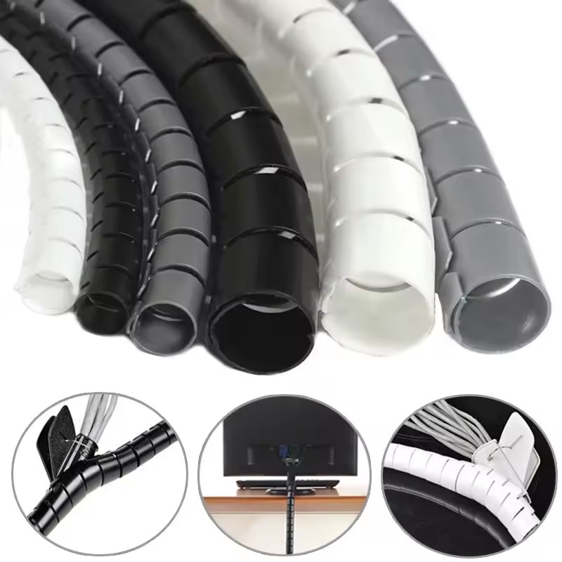 Desk Setup Cable Management - أنبوب حماية مرن للأسلاك بطول 2