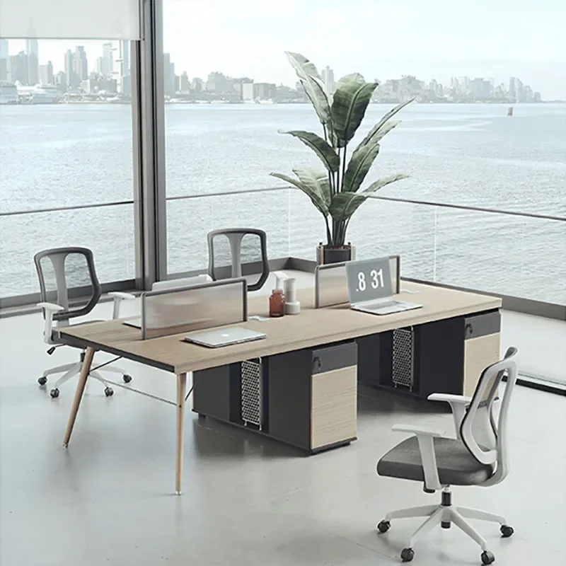 Work Desk Home Setup - خشبية التنفيذي مكتب الكتابة تخزين الإعداد