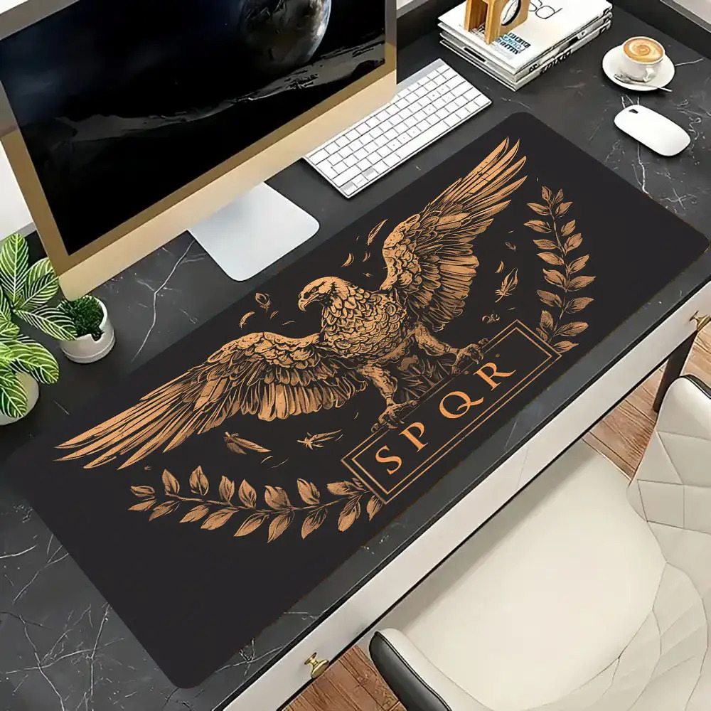 Desk Room Setup - سجادة مكتب ذهبية بنية وسوداء، إكسسوارات