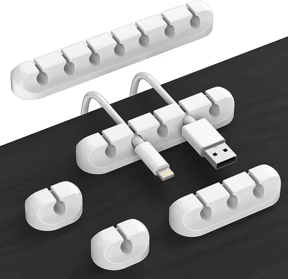 Desk Setup Cable Management - منظم أسلاك الكابلات من السيليكون، مشابك