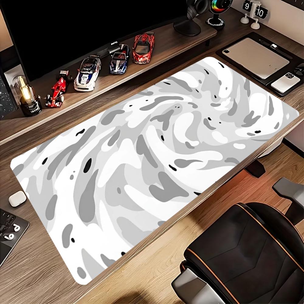 بساط مكتب رمادي أبيض بطبعة تير - مراجعة Work Desk Home Setup وسعره