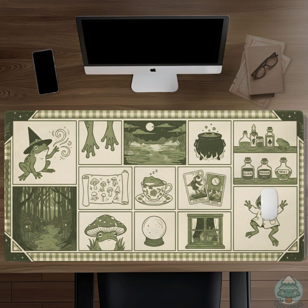 سجادة مكتب بتصميم ضفدع الساحرة - مراجعة Desk Setup Aesthetic وسعره