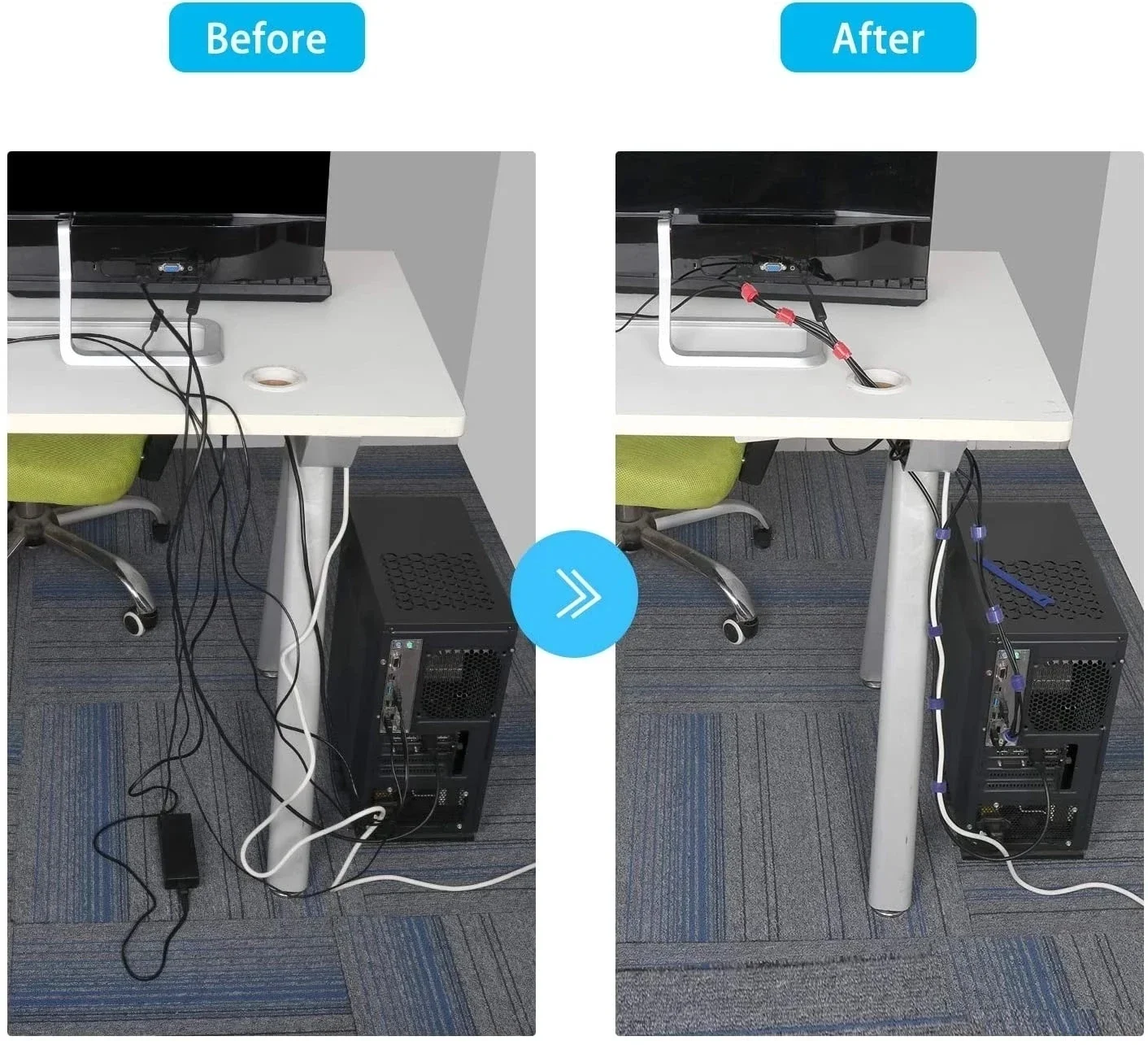 10/30/50 قطعة منظم كابلات USB، - مراجعة Desk Setup Cable Management وسعره